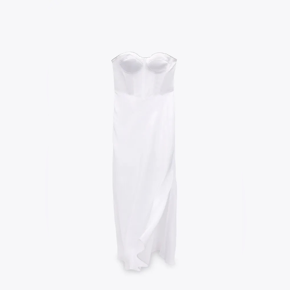 Zara dress midi satin wedding corset rhinestone party shower bridal cocktail - Picture 16 of 16